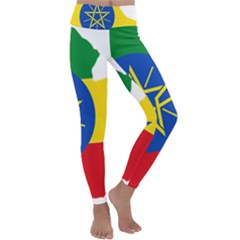 Ethiopia Flag Map Geography Kids  Lightweight Velour Classic Yoga Leggings by Sapixe