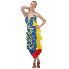 Ethiopia Flag Map Geography Layered Bottom Dress by Sapixe