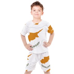 Cyprus Country Europe Flag Borders Kids  Tee And Shorts Set by Sapixe