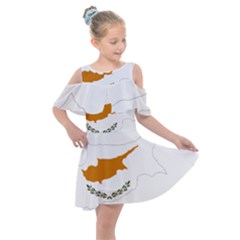 Cyprus Country Europe Flag Borders Kids  Shoulder Cutout Chiffon Dress by Sapixe