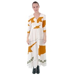 Cyprus Country Europe Flag Borders Button Up Maxi Dress by Sapixe
