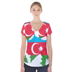 Borders Country Flag Geography Map Short Sleeve Front Detail Top