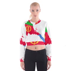 Eritrea Flag Map Geography Outline Cropped Sweatshirt by Sapixe