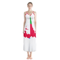 Eritrea Flag Map Geography Outline Button Up Chiffon Maxi Dress