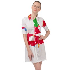 Eritrea Flag Map Geography Outline Belted Shirt Dress by Sapixe