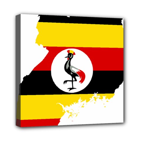 Uganda Flag Map Geography Outline Mini Canvas 8  X 8  (stretched)