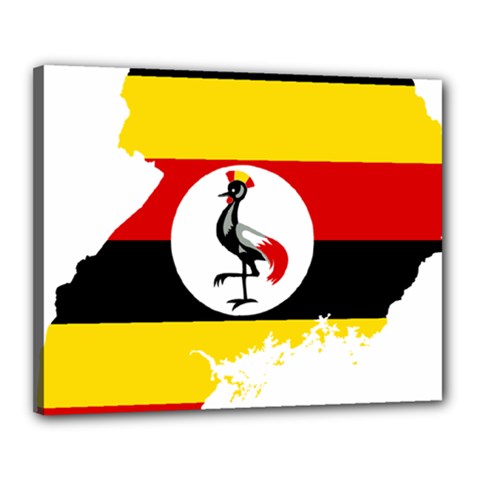 Uganda Flag Map Geography Outline Canvas 20  X 16  (stretched)