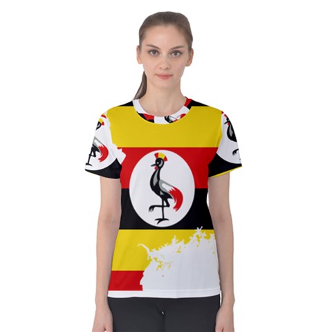 Uganda Flag Map Geography Outline Women s Cotton Tee by Sapixe