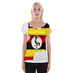 Uganda Flag Map Geography Outline Cap Sleeve Top