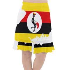 Uganda Flag Map Geography Outline Fishtail Chiffon Skirt by Sapixe