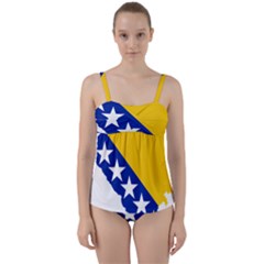 Bosnia And Herzegovina Country Twist Front Tankini Set