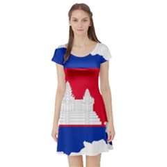 Borders Country Flag Geography Map Short Sleeve Skater Dress by Sapixe