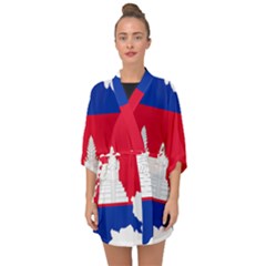 Borders Country Flag Geography Map Half Sleeve Chiffon Kimono