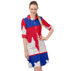 Borders Country Flag Geography Map Long Sleeve Mini Shirt Dress by Sapixe