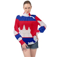 Borders Country Flag Geography Map High Neck Long Sleeve Chiffon Top