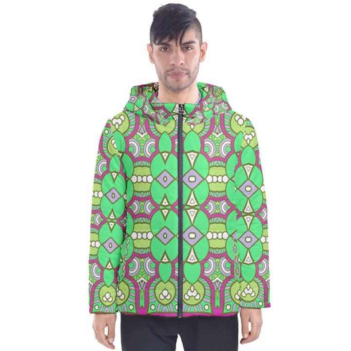 Circles and other shapes pattern                            Men s Hooded Puffer Jacket