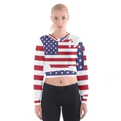 America Art Borders Cartography Cropped Sweatshirt by Sapixe