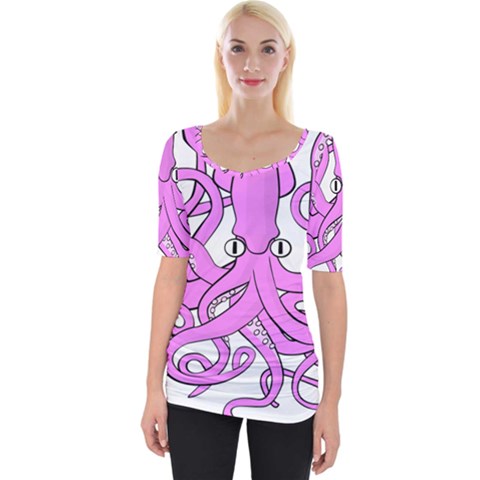 Squid Octopus Animal Wide Neckline Tee by Bajindul