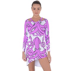 Squid Octopus Animal Asymmetric Cut-out Shift Dress by Bajindul