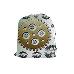 Gear Background Sprocket Drawstring Pouch (large)