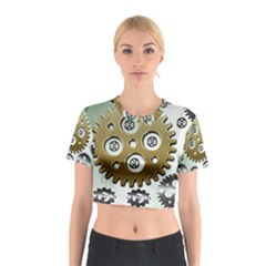 Gear Background Sprocket Cotton Crop Top by HermanTelo