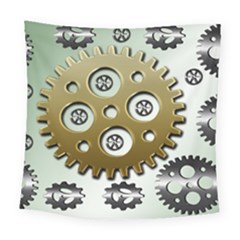 Gear Background Sprocket Square Tapestry (large) by HermanTelo