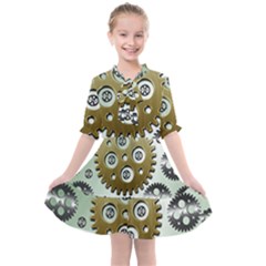 Gear Background Sprocket Kids  All Frills Chiffon Dress by HermanTelo