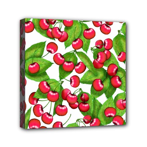 Cherry Leaf Fruit Summer Mini Canvas 6  X 6  (stretched)