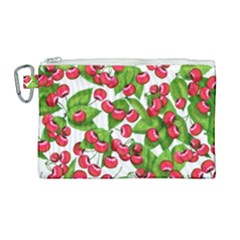 Cherry Leaf Fruit Summer Canvas Cosmetic Bag (large)