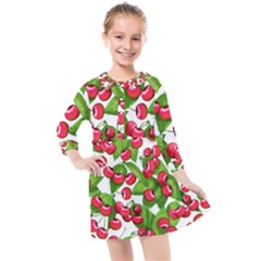 Cherry Leaf Fruit Summer Kids  Quarter Sleeve Shirt Dress