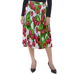 Cherry Leaf Fruit Summer Classic Velour Midi Skirt 