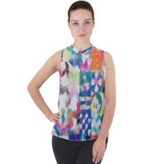 Colorful crayons                            Mock Neck Chiffon Sleeveless Top