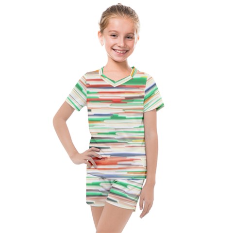 3d Stripes Texture                               Kids  Mesh Tee And Shorts Set by LalyLauraFLM