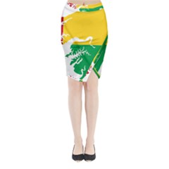 Guinea Bissau Flag Map Geography Midi Wrap Pencil Skirt