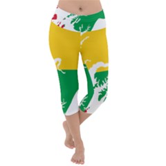 Guinea Bissau Flag Map Geography Lightweight Velour Capri Yoga Leggings by Sapixe