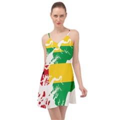 Guinea Bissau Flag Map Geography Summer Time Chiffon Dress by Sapixe