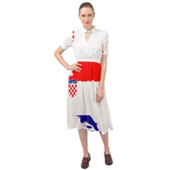 Croatia Country Europe Flag Keyhole Neckline Chiffon Dress