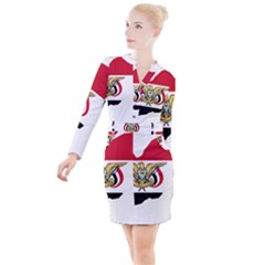 Borders Country Flag Geography Map Button Long Sleeve Dress