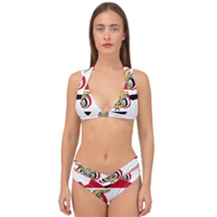 Borders Country Flag Geography Map Double Strap Halter Bikini Set