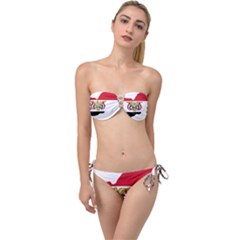 Borders Country Flag Geography Map Twist Bandeau Bikini Set