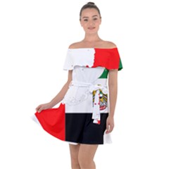 Borders Country Flag Geography Map Off Shoulder Velour Dress by Sapixe