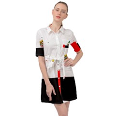 Borders Country Flag Geography Map Belted Shirt Dress by Sapixe