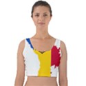 Moldova Country Europe Flag Velvet Crop Top View1