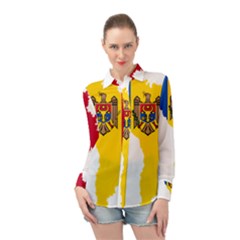Moldova Country Europe Flag Long Sleeve Chiffon Shirt