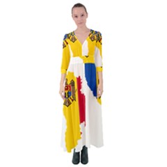 Moldova Country Europe Flag Button Up Maxi Dress by Sapixe