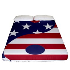 Yang Yin America Flag Abstract Fitted Sheet (queen Size)