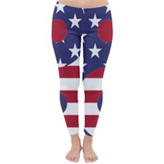 Yang Yin America Flag Abstract Classic Winter Leggings by Sapixe