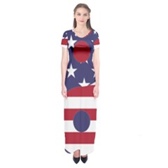 Yang Yin America Flag Abstract Short Sleeve Maxi Dress by Sapixe