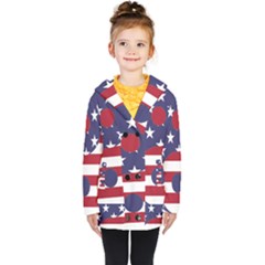 Yang Yin America Flag Abstract Kids  Double Breasted Button Coat