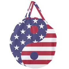 Yang Yin America Flag Abstract Giant Round Zipper Tote